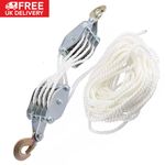 Heavy Duty 2 Ton Hoist Pulley Wheel Block and Tackle Puller Lifter with 20m Rope