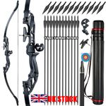 55lbs 53" Takedown Recurve Bow Carbon Arrows Kit Archery Hunting Shooting Target
