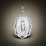 Sterling Silver Madonna Oval Pendant Medal 925 Hallmark