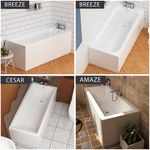 Modern Bathroom Single & Double Ended Bathtub Straight Bath Gloss White Acrylic