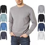 Men's 100% Pure Wool Jumper Soft Knit Crew Neck Sweater Pullover Long Sleeves Me