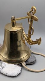 Vintage Large Brass Anchor Ship’s Bell – Nautical Wall Mount Bell