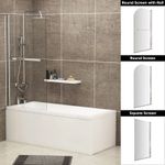 Square Single Ended Acrylic Straight Bathtub Towel Rail Screen 6mm White Panels