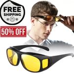 Night Driving Glasses HD Anti Glare Vision Polarized Yellow Lens Tinted Unisexs