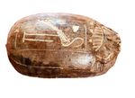 Scarab Beetle Stone Egyptian Revival Hand Carved Bug Paperweight Brown Vintage