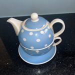 Regal Spencer Collection Tea For One  Cup Saucer Teapot In Blue With White Spots
