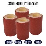Sandpaper Roll 5m x 115mm Aluminium Oxide Sanding Roll 40 60 80 120 Grit 
