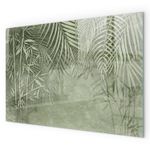 Glass Fire Hearth Plate Tropical Leaves In The Background Square Rectangular