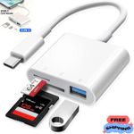 USB C To SD Card Reader, Micro SD to Type C OTG  Adapter 3-in-1 For SDHC SDXC TF