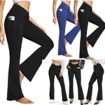 Bootcut Yoga Pants with Pockets for Women Flared Leggings High Waisted Trousers
