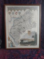 Old Style Map Of Cumbland In Frame
