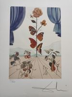 Salvador Dali Signed Lithograph - Butterfly Rose