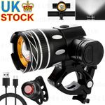 Rechargeable LED Mountain Bike Lights 50000LM Bicycle Torch Front &Rear Lamp Set
