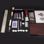 62pcs Leather Craft Tools Stitching Carving Sewing Working Saddle Cutting Kit UK