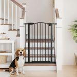 74-80cm Adjustable Metal Pet Gate Safety Barrier w/ Auto-Close Door Black