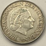 1960 Netherlands Silver 2.5 Gulden Coin Queen Wilhelmina VF Condition