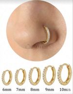 Sterling Silver CZ Nose Ring Hoop Clicker Cartilage Earrings Pair