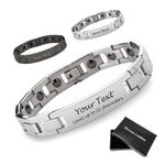 Personalised Engraved Magnetic Bracelet Titanium Steel Wristband Gift for Dad