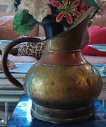ANTIQUE STYLE VINTAGE COPPER AND HAMMERED BRASS PITCHER