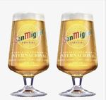 2 X San Miguel Chalice Pint Glasses 20oz Brand New