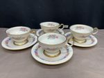 Set of 4 ~ Castleton "CASTLETON BOUQUET"  Cups & Saucers ~ 2 1/2" Tall