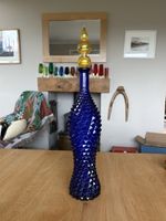 Vintage Empoli Genie Bottle. Cobalt Blue Pineapple Cut. 16” Tall excl Stopper