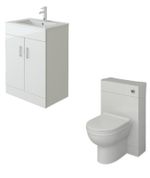 Vanity Unit with Combined Sink & Toilet Bathroom Suite Furniture WC Set 1100mm