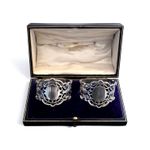 Pair Antique Sterling Silver Napkin Rings Sheffield 1913 Martin Hall & Co Cased
