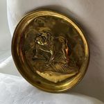 Brass tray/dish showing an English Bulldog standing on a Union Jack,