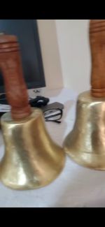Medium-Large Service Bells, Solid Brass hand Bells with Wooden Handle £70-£110