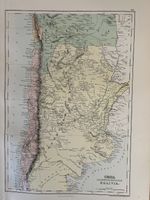 1882 Chile Argentina Bolivia Antique Map by Adam & Charles Black