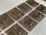 VINTAGE HANDMADE PEACOCK ENGRAVED 10PC BRASS DECORATIVE DOOR/WINDOW ACCESSORIES