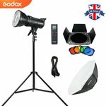 Godox SL-60W 5600K LED Video light+BD-04 Barn door+120cm Softbox+2m light stand