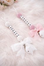 🌸 Personalised Dummy Clip – Handmade – BPA Free – Pink or White Bow 🌸 Free P&P