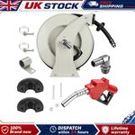 40mm OD Fuel Hose Reel Retractable Diesel 15 Meter Length Metal Drum UK