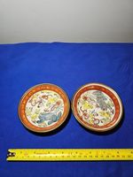 2x Chien Jardin Hong Kong 3923 China Bowl Wrapped Encased in Brass Small Paint