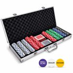 NEW! Poker Set - 500 Piece Texas Hold Em Chips Cards Dice Decks Casino Case