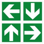 4 x directional arrow orientation sign rescue route escape route emergency route sign arrow