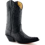 Grinders Carolina Mens Black Croc Leather Pointed Western Cowboy Boots Size 6-12