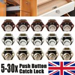 5-30X Push Button Catch Locks Latch Knobs Drawer Cupboard Cabinet Door Campervan