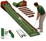 Putting Green Indoor – 10Ft Golf Putting Mat with Auto Ball Return, 2 Holes & Wo