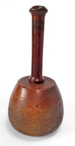 ANTIQUE HAND TURNED/TREEN LIGNUM VITAE WOOD CARVING CARPENTERS 7.75" MALLET 365g