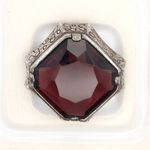 Vintage Miracle Brooch: Purple Stone Pewter Tone Shawl Pin Faux Amethyst Jewelry