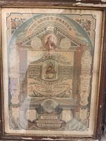 Beautiful 10 Commandments 1883 Antique Framed Lithograph - Religious Print