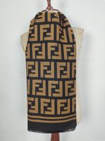 FENDI genuine vintage Black / Brown Wool wrap shawl winter scarf scarves