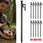 10-100Pcs Tent Pegs Heavy Duty Steel Marquee Ground Stakes Gazebo Camping UK