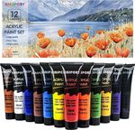 KINSPORY Acrylic Paint Set 12 x 36 ml - Water-Resistant, Assorted Colors for Beg