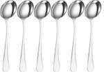 PEBBLE HUG 6 Pcs Stainless Steel Soup Spoon Vegetable Spoons for Dinner