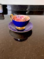 Aynsley Pembroke Rust Tea Cup & Saucer Floral  Pattern English Bone China Vtg