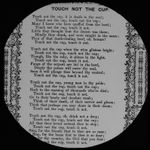 ANTIQUE Magic Lantern Slide TOUCH NOT THE CUP C1890 VICTORIAN SONG WORDS 